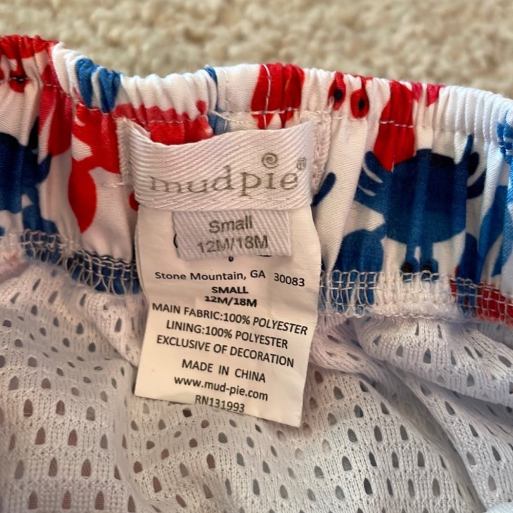 Mud Pie 12-8 Months crab swim Trunks - Picture 4 of 4